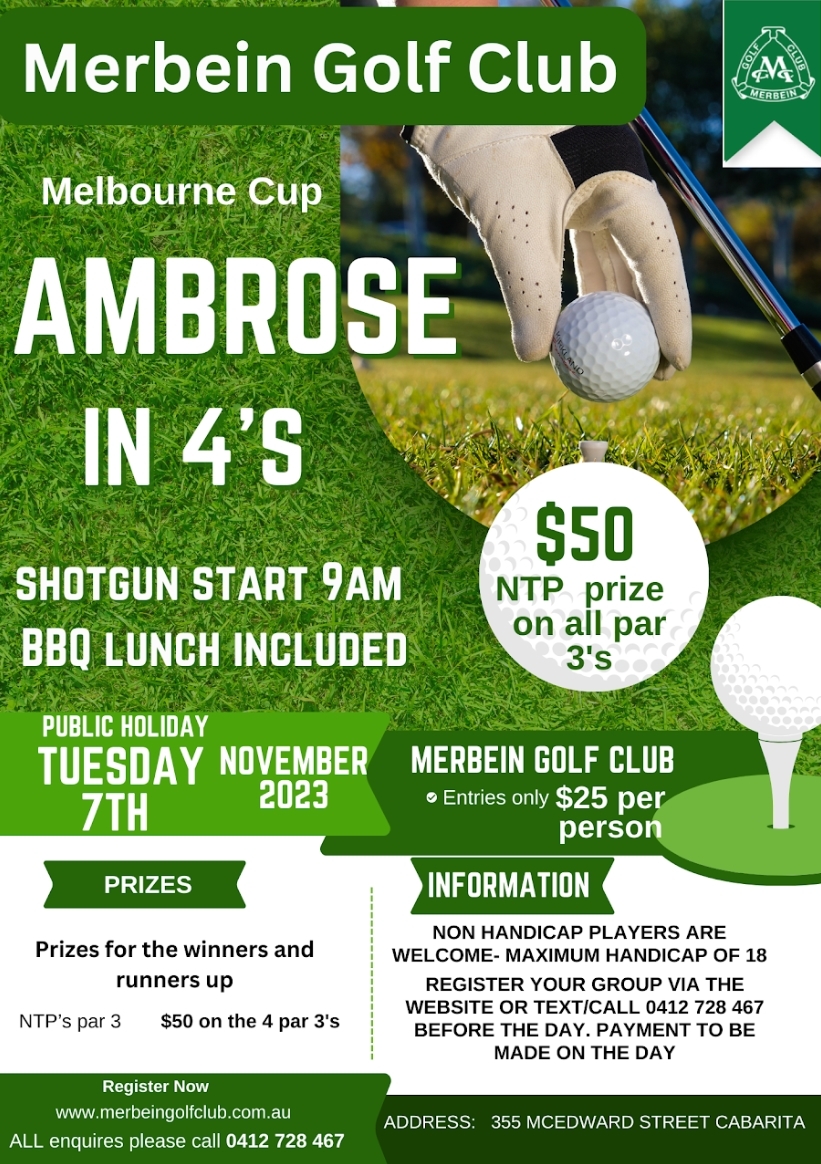 Melbourne Cup Ambrose in 4's Merbein Golf Club